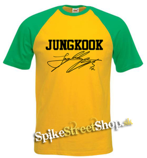 JUNGKOOK - Logo & Signature - žltozelené pánske tričko