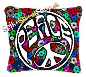 PEACE FLOWER - WHITE SLOGAN - vankúš  Výpredaj!!!!