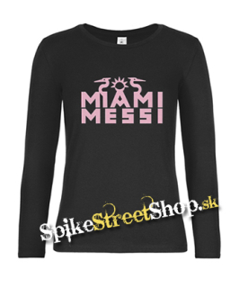 LIONEL MESSI - Miami Messi - čierne dámske tričko s dlhými rukávmi