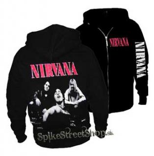 NIRVANA - Band - Red Logo - čierna pánska mikina na zips