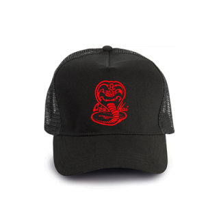 COBRA KAI - Red Cobra Logo - čierna bavlnená sieťkovaná šiltovka model "Trucker Cap"