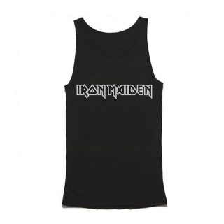 IRON MAIDEN - Logo White - Mens Vest Tank Top - čierne