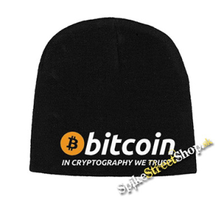 Čierna zimná čiapka BITCOIN - In Cryptography We Trust