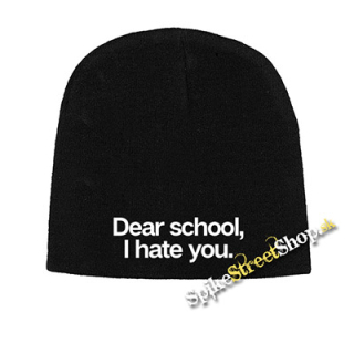 Čierna zimná čiapka DEAR SCHOOL I HATE YOU