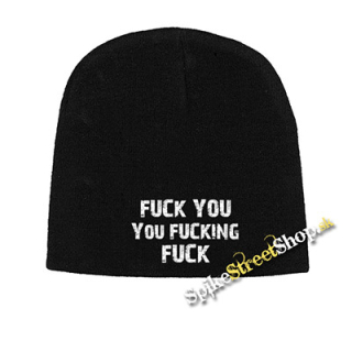 Čierna zimná čiapka FUCK YOU YOU FUCKING FUCK