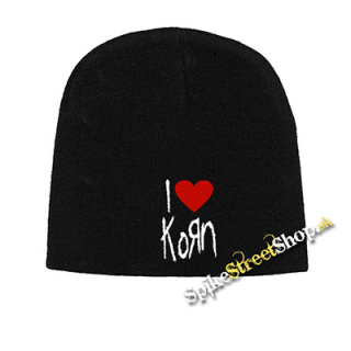 Čierna zimná čiapka I LOVE KORN