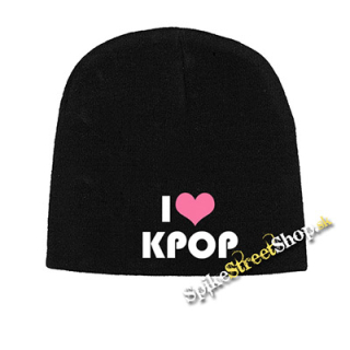 Čierna zimná čiapka I LOVE K-POP