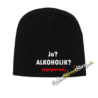 Čierna zimná čiapka JA ALKOHOLIK