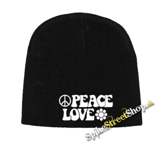 Čierna zimná čiapka PEACE LOVE