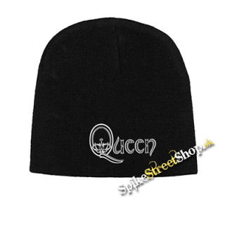 Čierna zimná čiapka QUEEN - Logo Simple