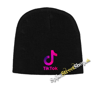 Čierna zimná čiapka TIK TOK - Logo Rainbow