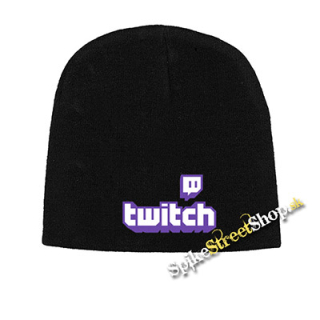 Čierna zimná čiapka TWITCH - Purple Logo Sign