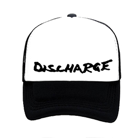 DISCHARGE - Logo - čiernobiela sieťkovaná šiltovka model "Trucker"