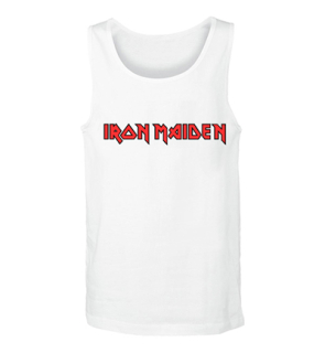 IRON MAIDEN - Logo Red Black - Mens Vest Tank Top - biele