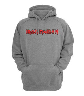 IRON MAIDEN - Logo Red Black - šedá pánska mikina