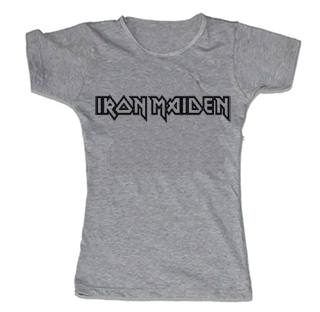IRON MAIDEN - Logo Black - šedé dámske tričko