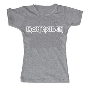 IRON MAIDEN - Logo White - šedé dámske tričko