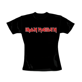 IRON MAIDEN - Logo Red White - čierne dámske tričko