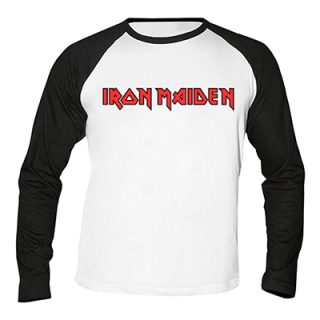 IRON MAIDEN - Logo Red Black - pánske tričko s dlhými rukávmi