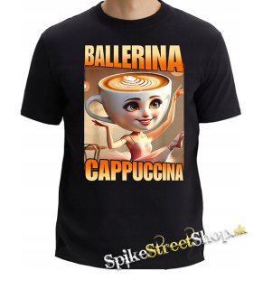 BALLERINA CAPPUCCINA - Italian Brainrot Meme - čierne detské tričko