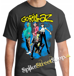 GORILLAZ - Logo Colour Band - šedé pánske tričko