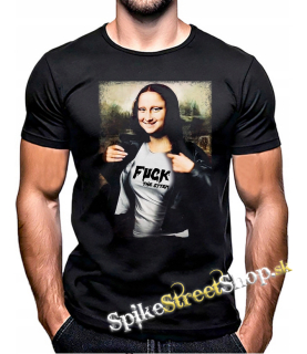 MONA LISA - Fuck The System - čierne pánske tričko