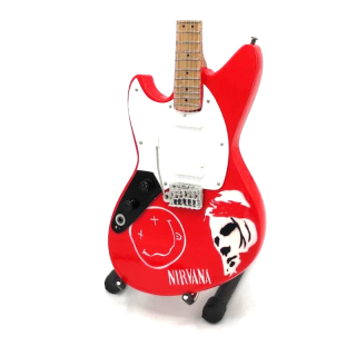 Gitara NIRVANA - KURT COBAIN MGT-5753B Tribute Fender Mustang Red - Mini Guitar USA