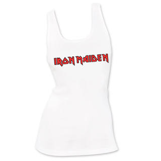 IRON MAIDEN - Logo Red Black - Ladies Vest Top - biele