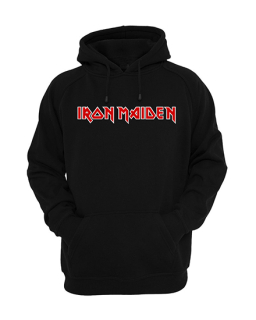 IRON MAIDEN - Logo Red White - čierna pánska mikina