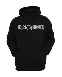 IRON MAIDEN - Logo White - čierna pánska mikina