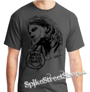 KURT COBAIN - Smells Like Teen Spirit - Signature Portrait - šedé detské tričko