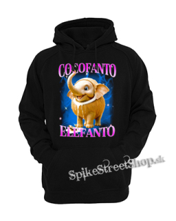 Detská mikina COCOFANTO ELEFANTO - Italian Brainrot Meme - čierna
