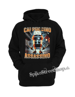 CAPPUCCINO ASSASSINO - Italian Brainrot Meme - čierna pánska mikina KLOKANKA