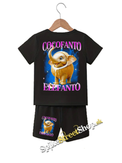 Detské kraťasy + detské tričko COCOFANTO ELEFANTO - Italian Brainrot Meme - Ľahké sieťované šortky a bavlnené tričko