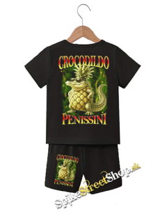 Detské kraťasy + detské tričko CROCODILDO PENISSINI - Italian Brainrot Meme - Ľahké sieťované šortky a bavlnené tričko