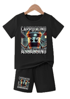 Unisex kraťasy + Unisex tričko CAPPUCCINO ASSASSINO - Motive 1 - bavlnené teplákové šortky a bavlnené tričko