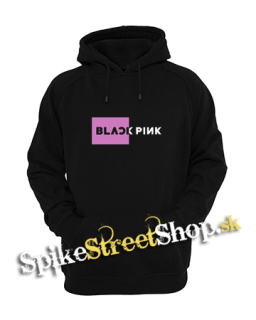 BLACKPINK - Pink Square Crest White - čierna pánska mikina