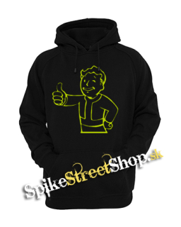 FALLOUT - Vault Boy Green Neon - čierna pánska mikina