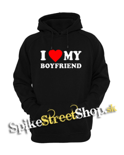 I LOVE MY BOYFRIEND - čierna pánska mikina