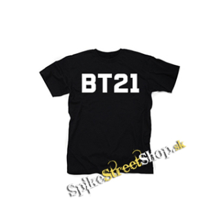 BT21 - Logo White - čierne detské tričko