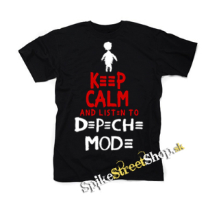 KEEP CALM AND LISTEN TO DEPECHE MODE - čierne detské tričko