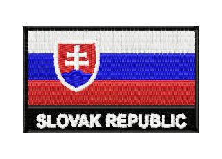 SLOVAK REPUBLIC - Vlajka so znakom - vyšívaná nažehlovacia nášivka