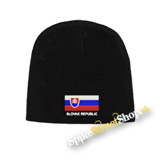 Čierna zimná čiapka SLOVAK REPUBLIC - Vlajka so znakom