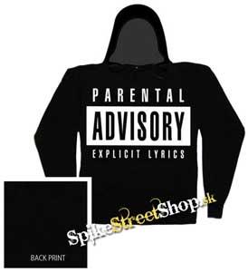 PARENTAL ADVISORY - čierna pánska mikina s kapucňou