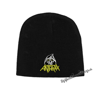 Čierna zimná čiapka ANTHRAX - Yellow Logo Skull