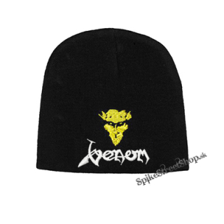 Čierna zimná čiapka VENOM - Logo White Yellow Skull
