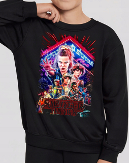 STRANGER THINGS - Stranger Danger Portrait - čierna detská mikina bez kapuce