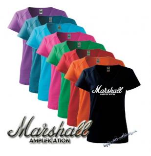 MARSHALL - biele logo - farebné dámske tričko