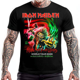 IRON MAIDEN - Run For Your Lives - Fear Of The Dark Times - World Tour 2026 - čierne detské tričko