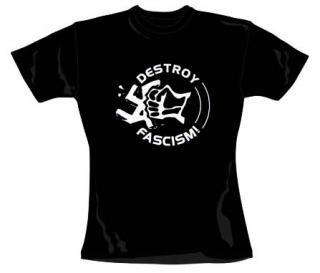 DESTROY FASCISM - čierne dievčenské tričko